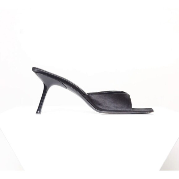 Prada Shoes - PRADA Vintage Tilted Heel Sandals Black Satin EU: 40 US: 10 Sandal Unique Find